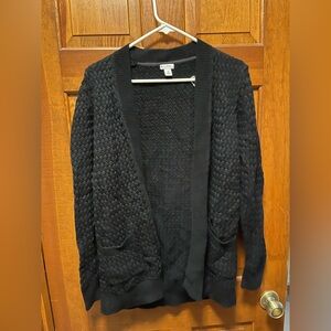 L.L. Bean Black Textured Women's Cardigan